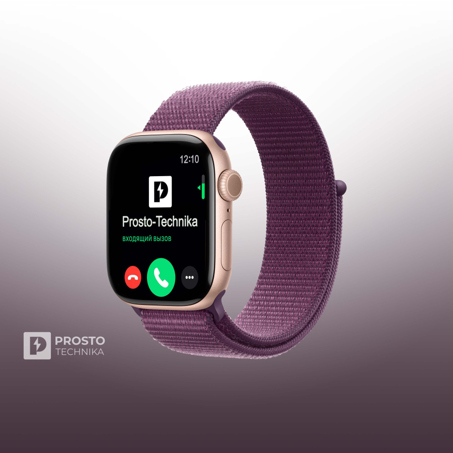 Часы Apple Watch Series 10, 42 мм, алюминий цвета «розовое золото», браслет Sport Loop сливового цвета M/L